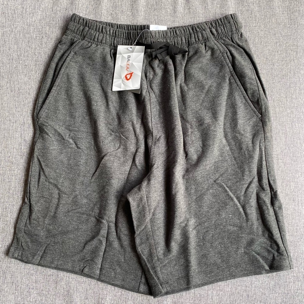 BALEAF Men's 9" Gym Shorts Cotton Casual Sweat Shorts, SMALL